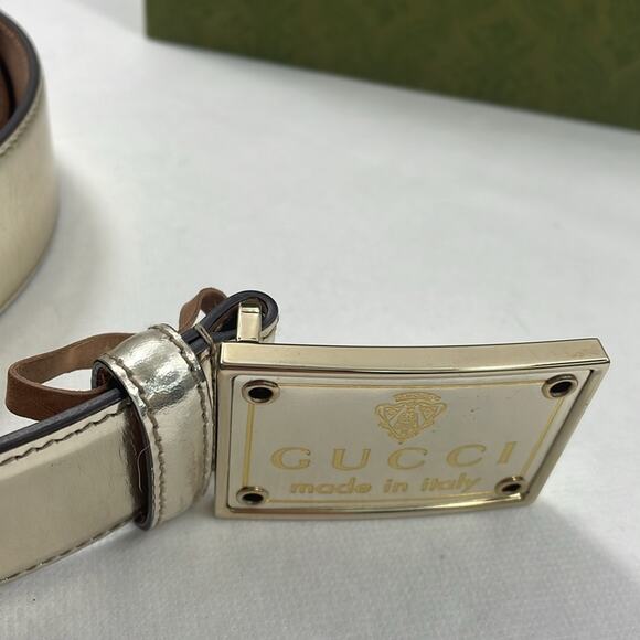 Authentic GUCCI brushed gold leather belt with box and COA size 80/32 - Picture 5 of 10